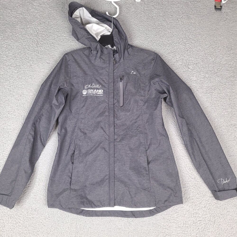 Paradox Rain Jacket Mens Small Gray‎ Full Zip Hooded Windbreaker Long Sleeve